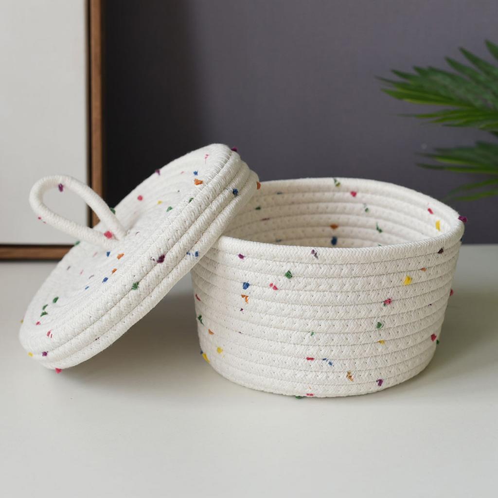 Cotton Rope Storage Basket Organizer Box for Makeup Snacks Desktop Multifunctional Stackable Handwoven Home Decor