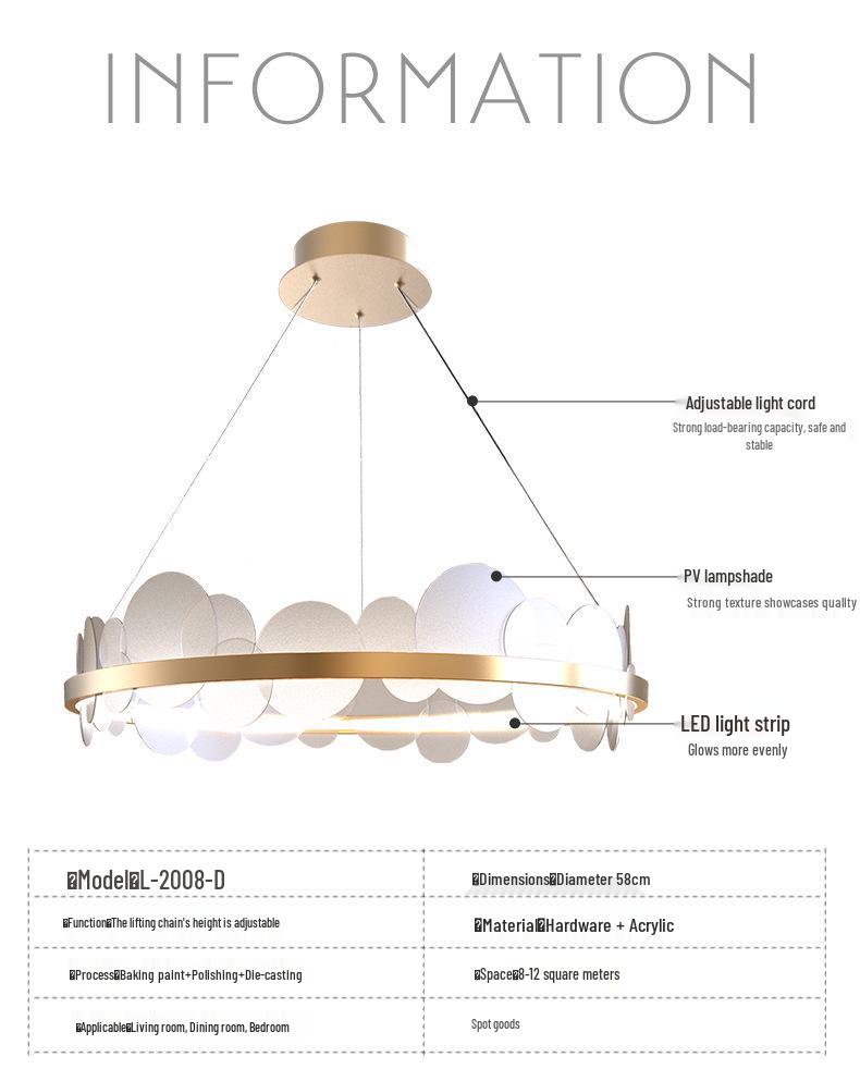 Postmodern Minimalist Nordic Luxury Circular Chandelier for Living Room or Dining Room