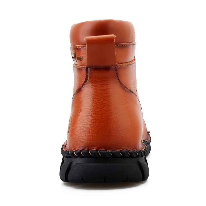 Mens Handmade Genuine Leather Boots  Retro Boots Men's Genuine Leather Large Men's Shoes High Top