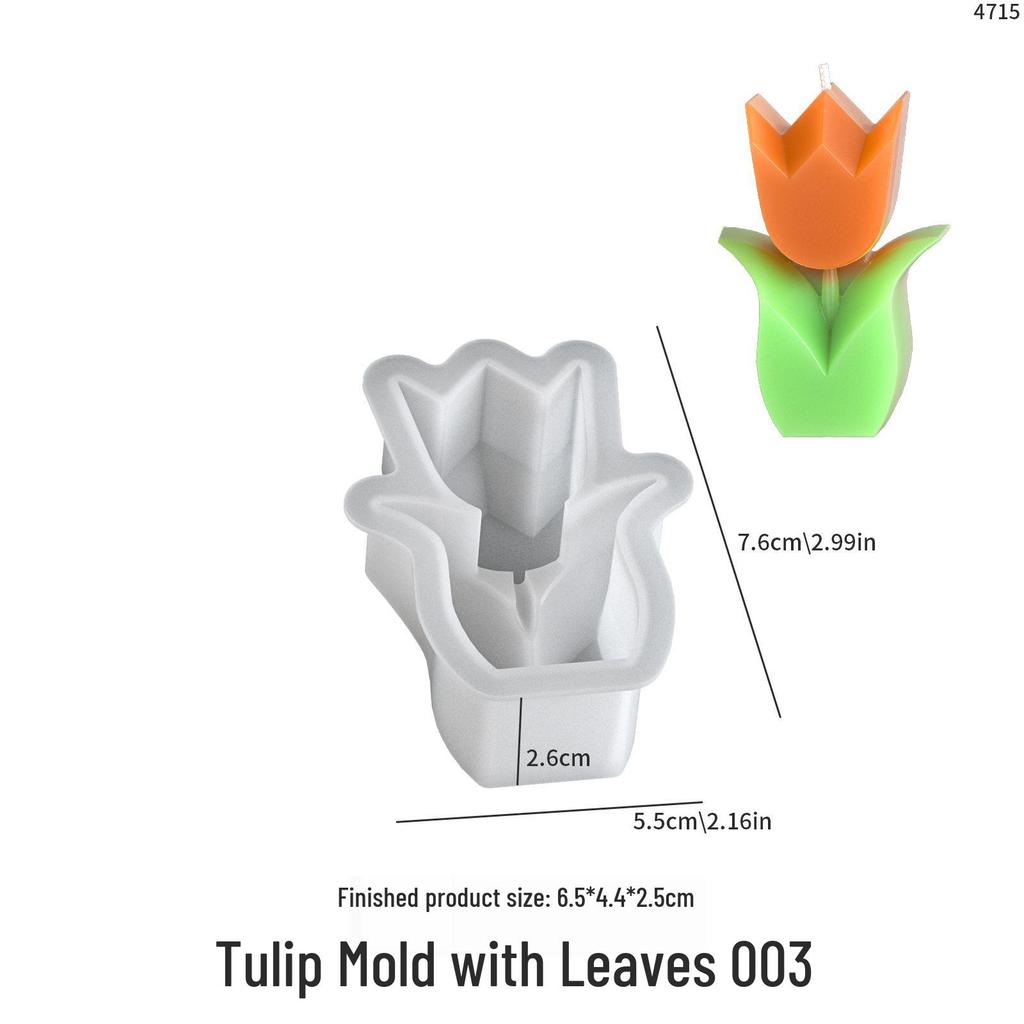Poppy 3D Flower-Scented Candle Mold: Tulip & Sunflower Silicone Plaster