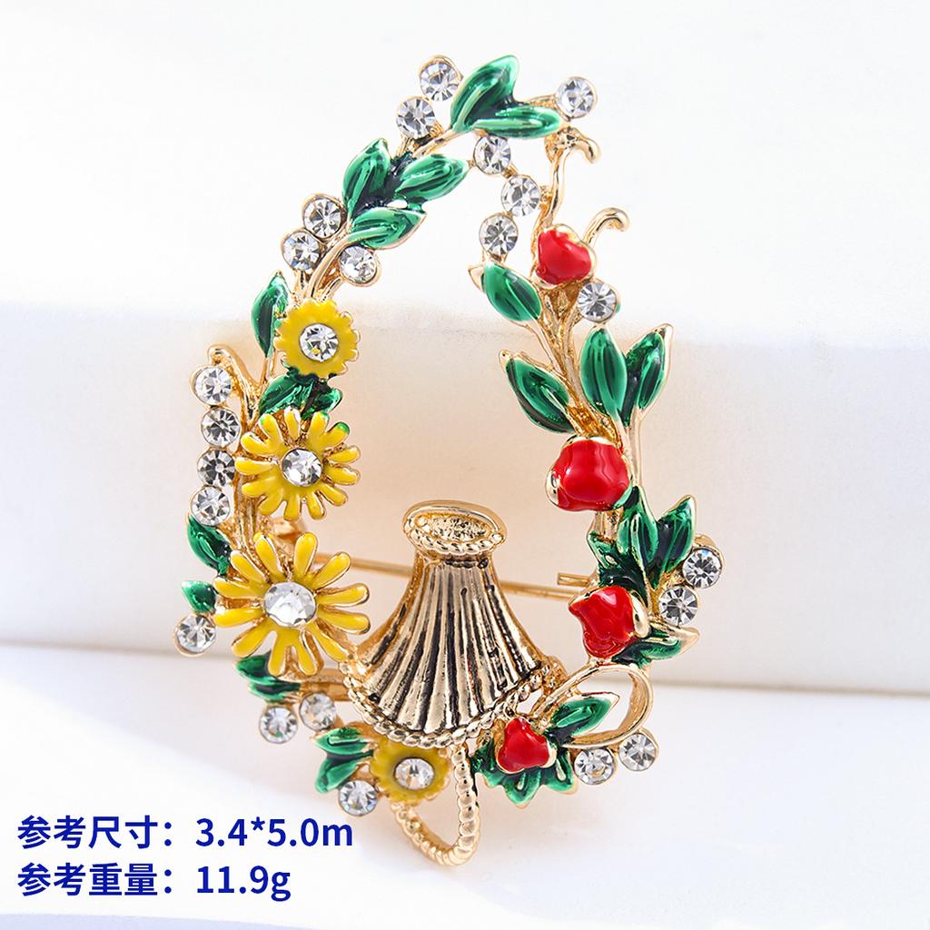 Vintage Fashion Brooch Niche High-End Sense Rhinestone Personalized Alloy Crown Corsage Bow Pin Accessories
