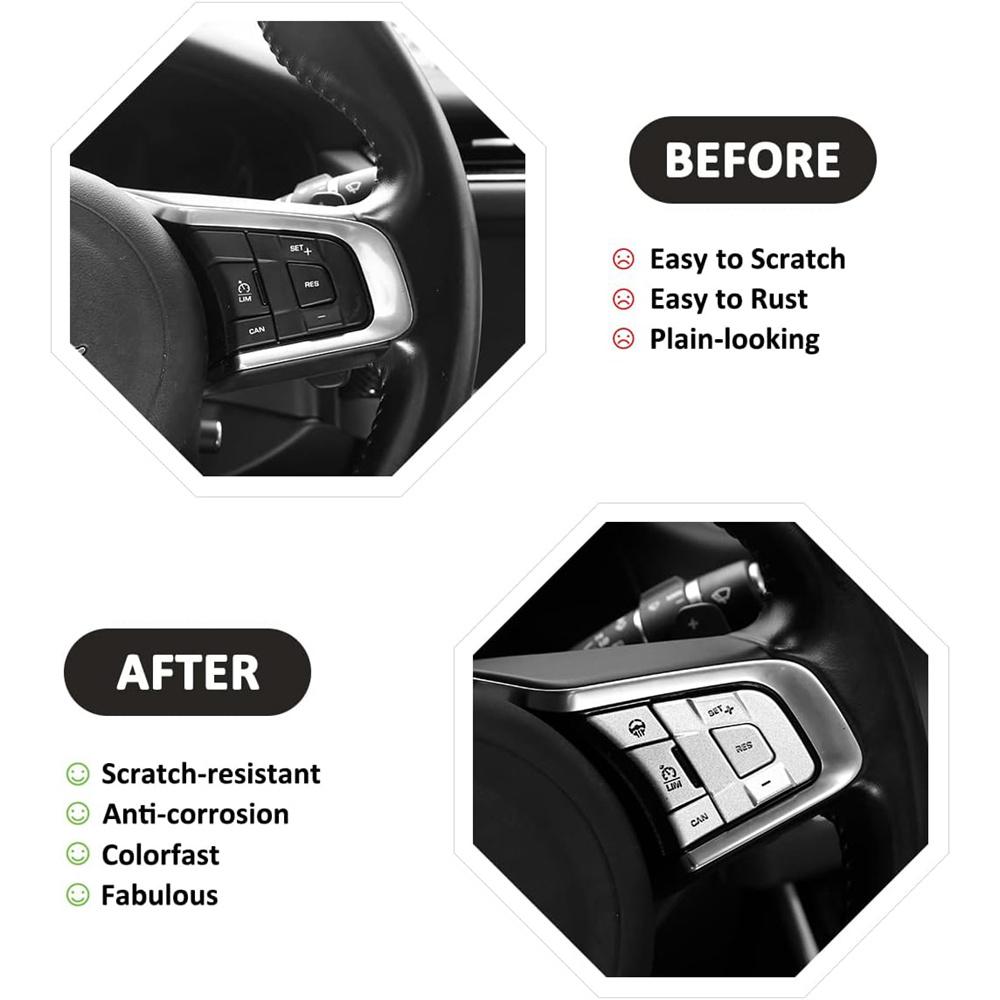 Silver Alloy Steering Wheel Button Cover Trim For Jaguar F-Pace F-Type Xe Xf