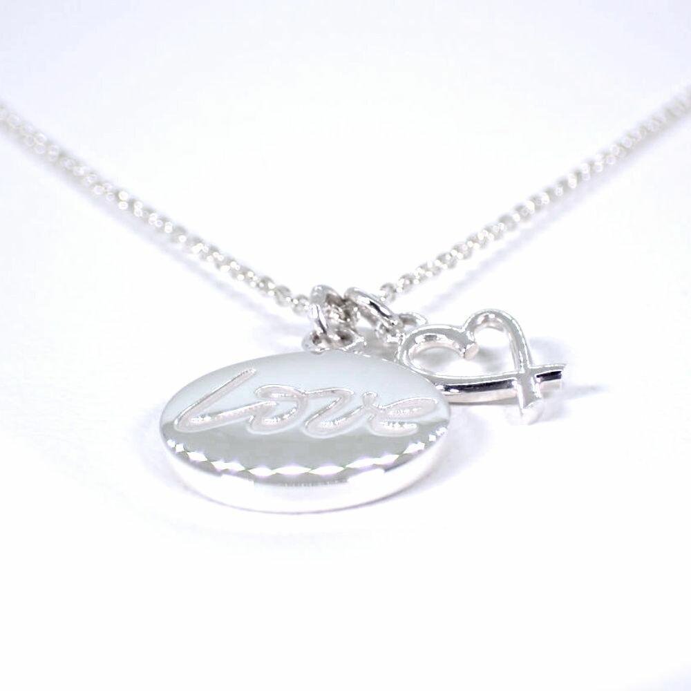 [Pre-owned] TIFFANY 925 LOVE Loving Heart Pendant/Necklace/j7-7