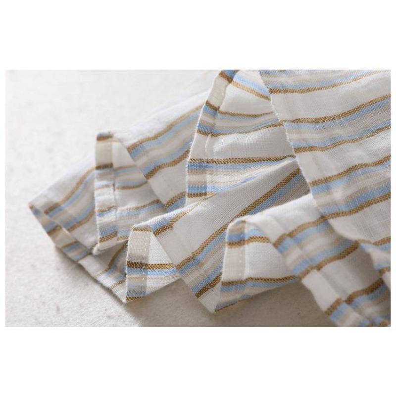 Luxury Summer Linen Dress with Stripes Thin and Comfortable High Quality Womens Fashion