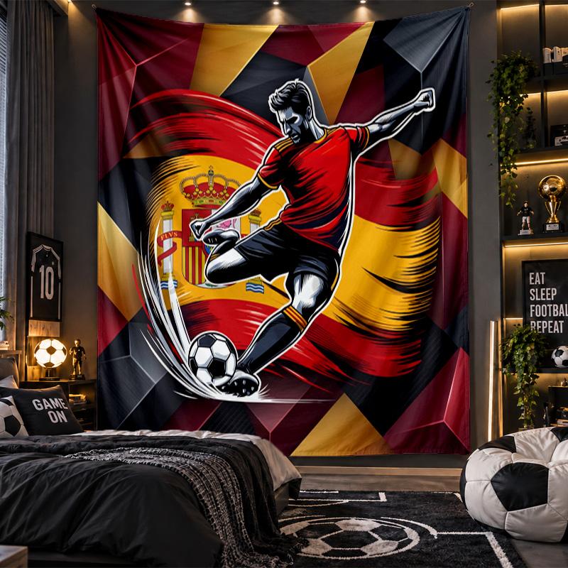 Wall Hanging Tapestry Spain Football Print Cloth for Living Room Bedroom Home Decor