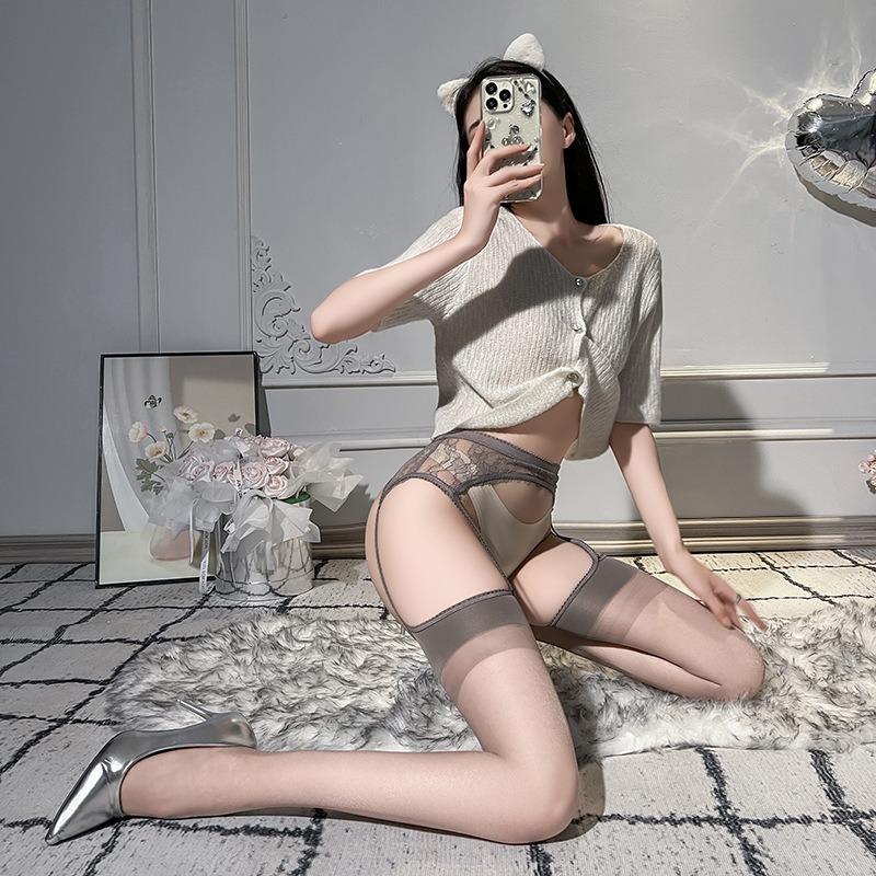 Sex Stockings Sexy White Silk Ultra-thin Transparent High Stockings Stockings Lace Lace Lure Lure Over Knee Suspenders Black Silk Sao