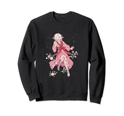 Cute Pink Haired Anime Girl In Sakura Sakura Sweatshirt Yukata