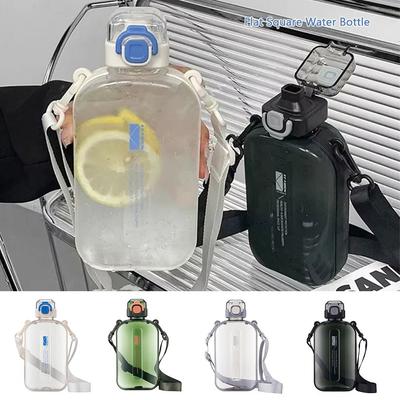 1 Pieza 750ml Botella Deportiva Transparente Correa Ajustable Cantimplora Portátil de Viaje Uso Diario Portátil