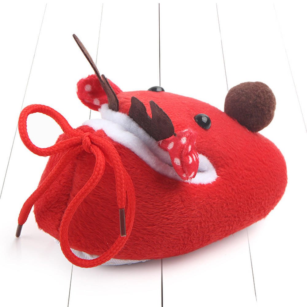 Newborn Infant Baby Boy Girl Christmas Crib Shoes Soft Sole Anti-slip 