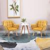 Armchair Accent Chair, Vanity Chair with Wide Arms, Slanted Back, Padding, Metal Frame, Wooden Legs, Home Bedroom Furniture Seating, Yellow