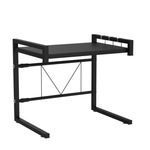 BESONT Über-dem-Herd Stahlregal, Ausziehbar, 39-54cm Breit, 30kg Tragkraft, Küchenregal (Schwarz, klein)