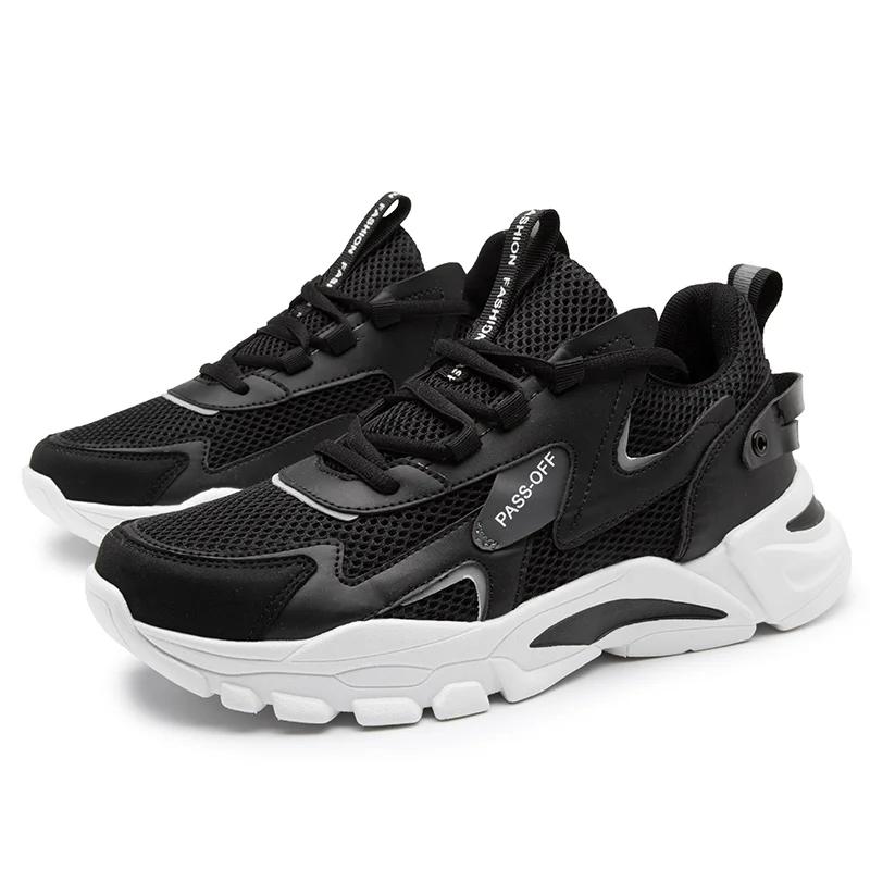 

Мода 2024 года, новые мужские кроссовки, оригинальные повседневные сетчатые дышащие кроссовки на шнуровке для занятий спортом на открытом воздухе, мужские кроссовки с толстой подошвой, популярная модель 44 чёрный