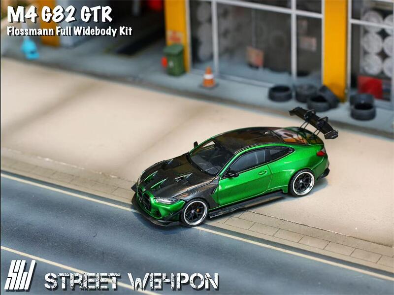 Schalter 1:64 M4 Flossmann Full Widebody Kit G82 Schwarz / Grün Die-Cast Modellauto gray