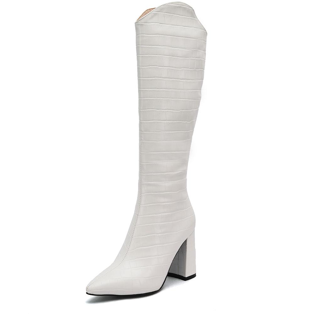 Botas femeninas Tacón cuadrado Puntiagudo Puntera Cremallera Tacón Súper  Alto Tacón Rodilla Botas Altas Cremallera Mujer Botas Altas de Rodilla  comprar a buen precio — entrega gratuita, reseñas reales con fotos — Joom