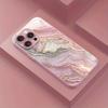 Advanced Marble Pattern Pink Metallic Paint Glass Hard Phone Case For iPhone 17 16 Pro Max 15 14 Plus 13 12 11 16E 17Air Cover