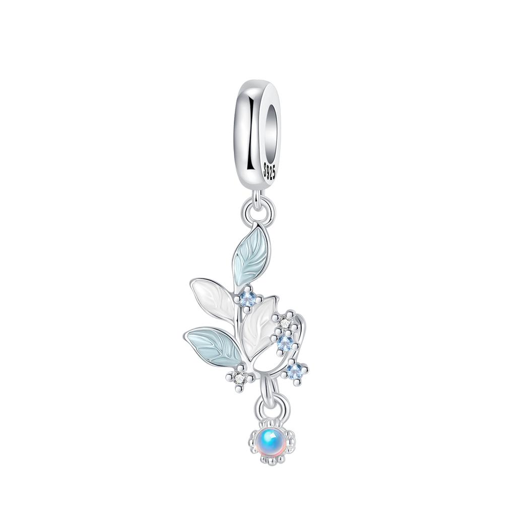 925 Silver Charms Flower Grass Leaf Pendants Fit 4MM Hole Diameter Bracelets Fine DIY Jewelry Gifts