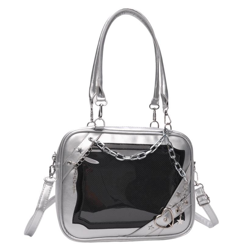 

New Arrival Subculture Spicy Cool Girls Shoulder Bags Fashion Gothic Style PU Leather Ita Bags Pin Display Ita Crossbody Purse