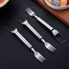 Stainless Steel Watermelon Slicer & Dicer with Fork & Spoon - Home Use Melon Cutting Tool & Meat Scooper