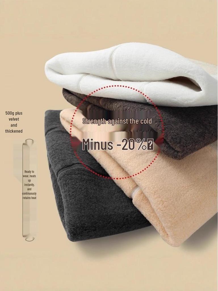 Women's High-Waist Ribbed Leggings - 500g Combed Cotton Fleece-Lined, Slimming & Anti-Pill, for Autumn/Winter