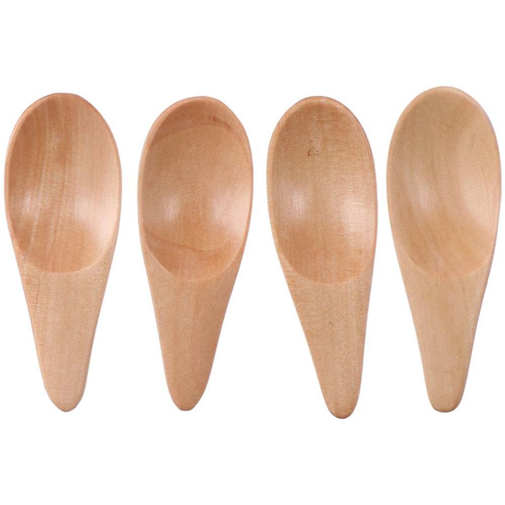 1/6 Stück Naturfarbe Kleiner Salzlöffel Massivholz Kaffeelöffel Reinigbarer Gewürzlöffel Bar