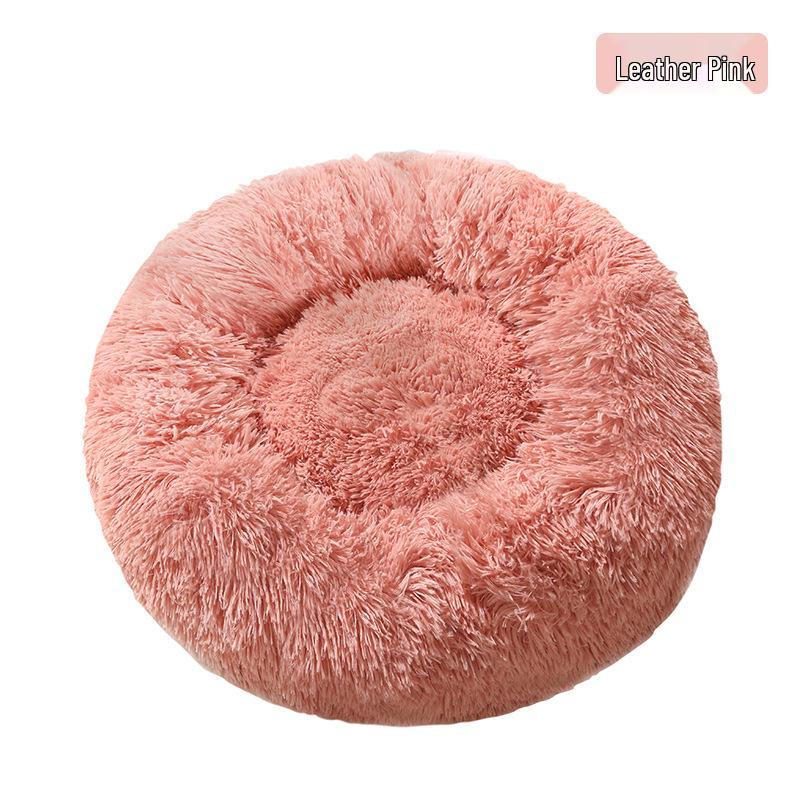 Round Plush Winter Pet Bed: Removable, Warm Cat & Dog Nest Cushion