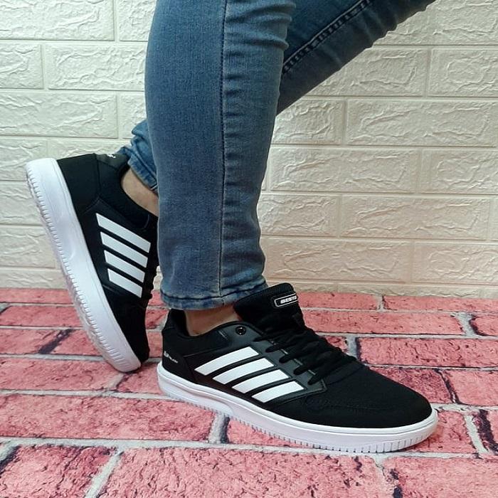 Bestof 074 Black Sneaker Flat Sole Lightweight Comfortable Sports Couple Shoes