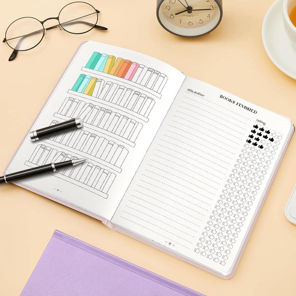 Pink 5.8x8.3 Leather Reading Journal - Gift for Book Lovers and Readers, Review and Track Your Reading with 65 Book Reviews