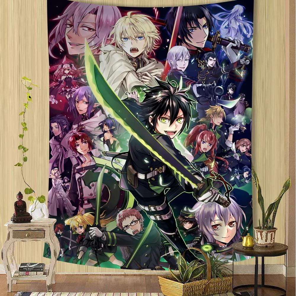 Anime Seraph of The End Printed Large Wall Tapestry Hanging Tarot Hippie Wall Rugs Dorm Home Decor