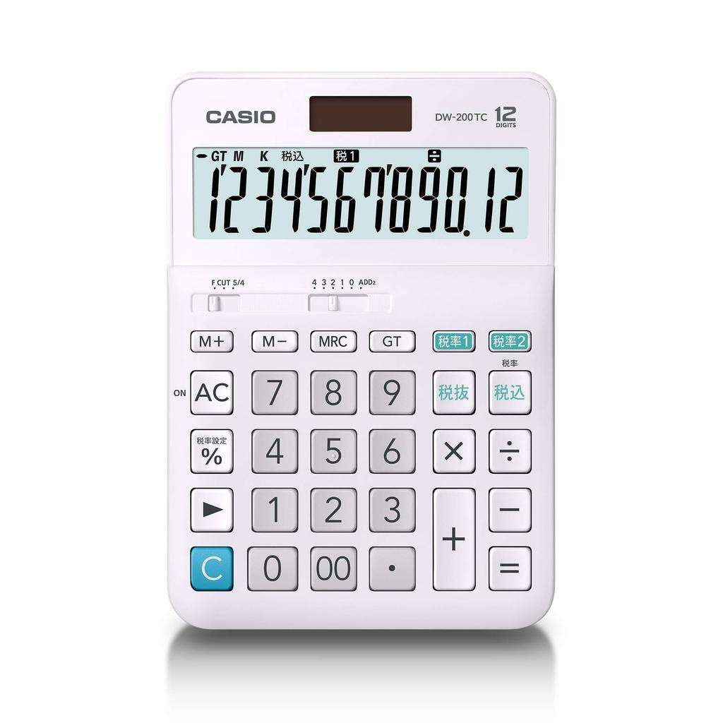 Casio W Tax Rate Calculator 12 Digit Tax Calculation White Desk Type DW-200TC-N