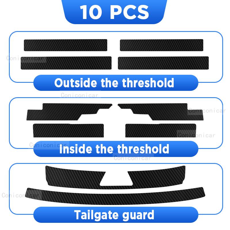 For FORTHING Friday 2025 Auto Tailgate Guard Door Sill Pedal Carbon Fibre Texture Accessories Leather Styling Car Sticker