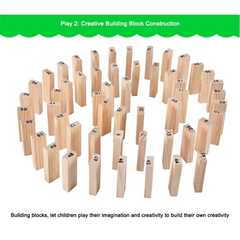 54PCS Wooden Stack High Game Blocks Toy Classic Balance Brain Game Toy Intelligence Educational Toys for Kids Children Boy Gift