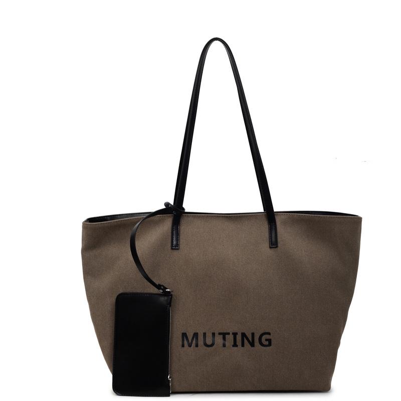 

Simple tote bag new retro casual letter large capacity canvas bag women s fashion shoulder bag хаки