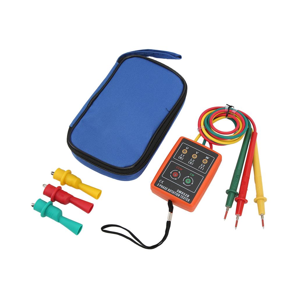 SM852B 3 Phase Rotation Tester Digital 3 Phase Rotation Meter Portable and Wide Range for Electricity Testing AC 60 600V