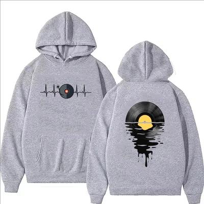 Vinyl Record Printed Hoodie Autumn Winter Men Women Casual Classical Fashion Loose O-Neck Long Sleeve Tops Sweatshirts