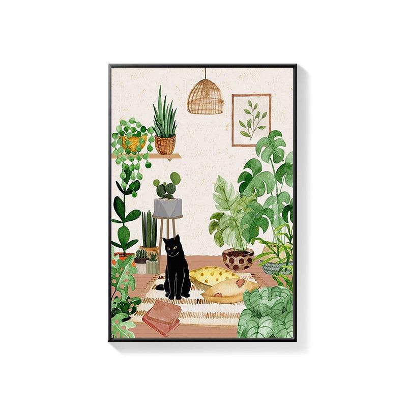 Bathroom Decorative Painting Cat American Retro Toilet Bathroom Canvas Painting Wall Art Poster for Modern Bathroom Home Decor