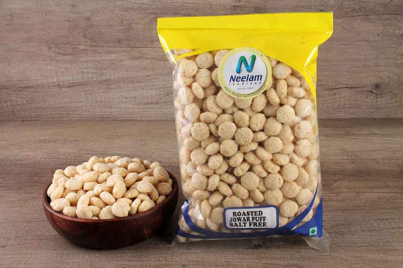 Neelam Foodland Воздушный джовар без соли, идеальная хрустящая закуска для дома, кино, пикника, путешествий, 400 г