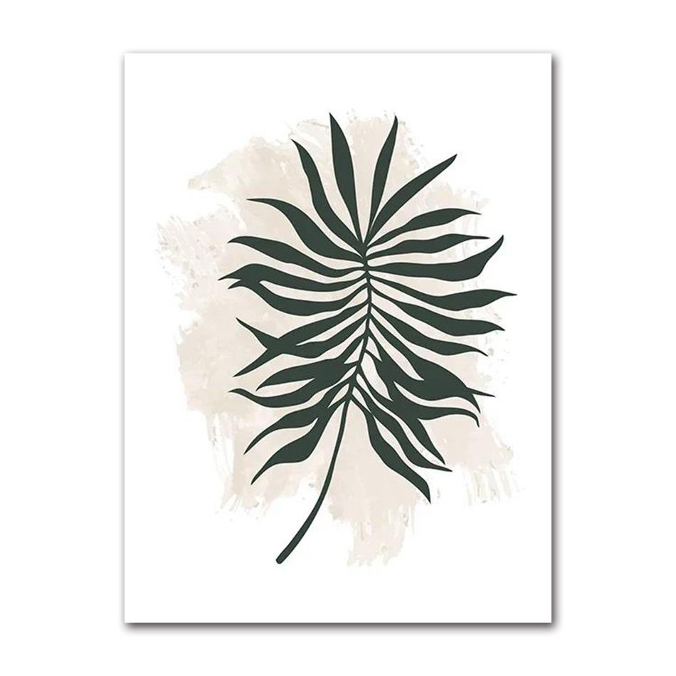 Boho Abstract Leaf & Landscape Canvas Wall Art, Oil Painting Poster for Bedroom Living Room Home Interior Decor