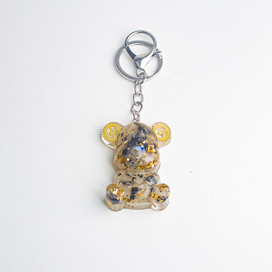 Crystal Stone Bear Pendant With Natural Gemstones For Car Keychain And Gift Use