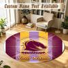 Round Rug Custom NameBrisbane Broncos Pattern Non Slip Carpet Home Floor Decor