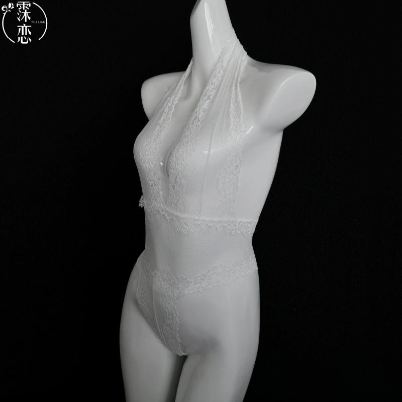 Transparent Lace Temptation Onesie Sexy Underwear Neck Mesh Charm Perspective Suit Hot Bed Set