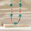 Elegant Turquoise Starfish Charm Necklace Adjustable Length Neckchain Fashionable Clavicle Chain Accessory for Ladies