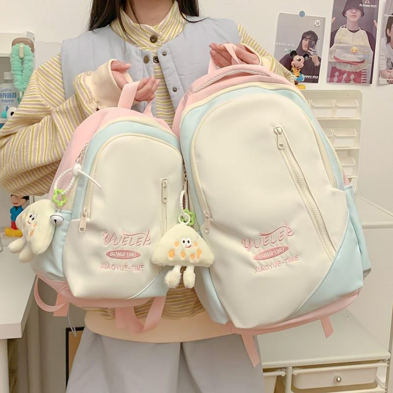 Schoolbag for Female High School Students  American Retro Large-capacity Backpack  Trendy Letter Embroidered New Backpack for College Students