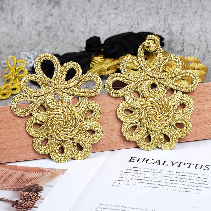 1 Pair New Fashion Handmade Gold Silk Gold Black Buttons DIY High Quality Coat Dress Suit Decoration Buttons