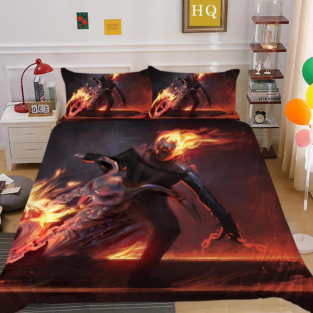 Skull Printing Bedding Cover Bedspreads Teens Double Size Bed Set Cover Microfiber Highend Home Bedclothes