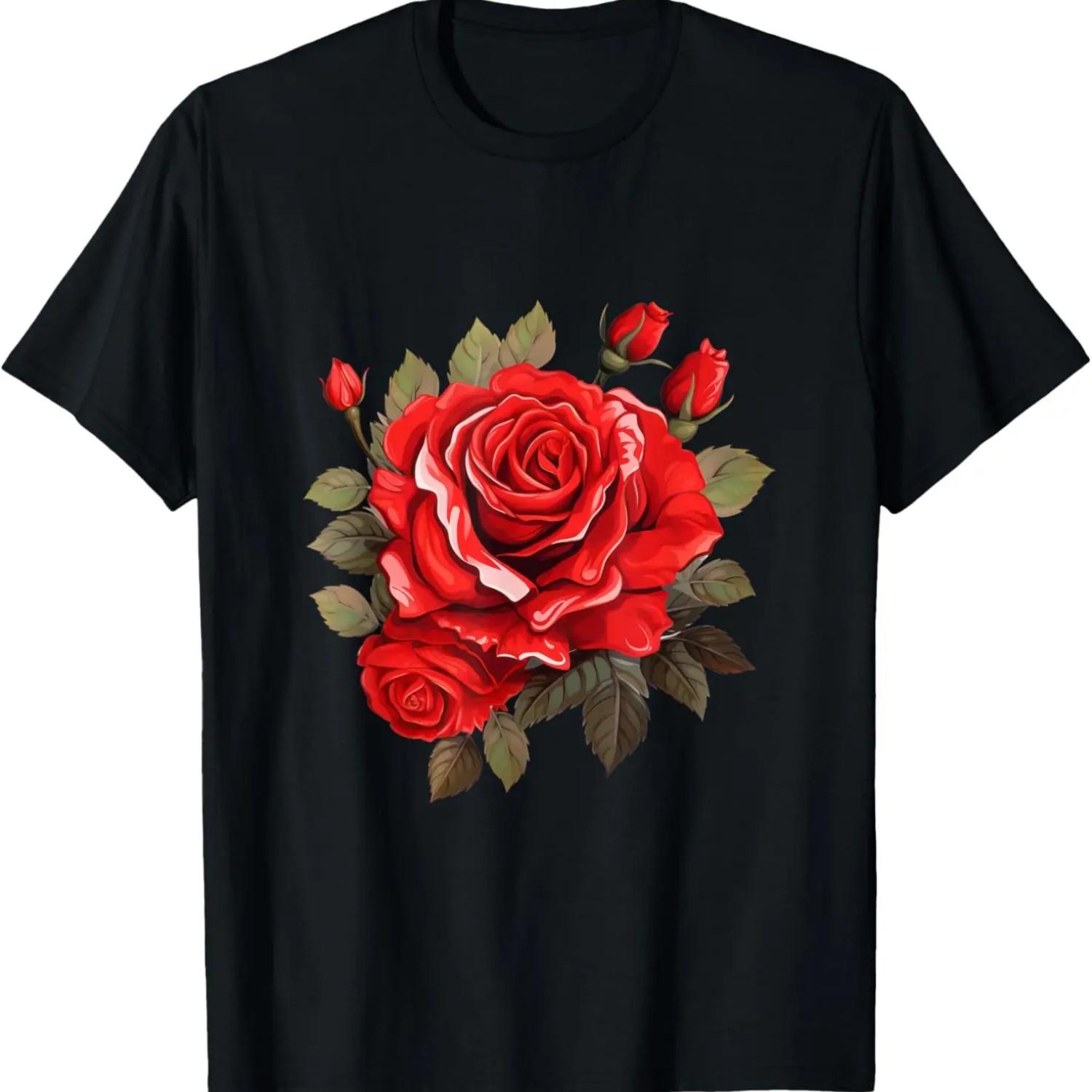Red Rose Graphic T-Shirt S чёрный