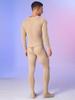 Mens Solid Color Bodystocking Long Sleeve Stretchy Bodysuit with Bulge Pouch Nightwear Underwear