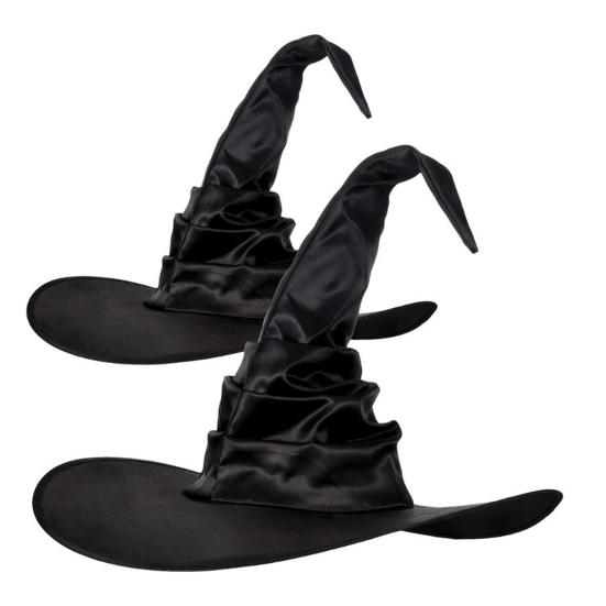 Halloween Hat Super Soft Wide Brim Friendly To Skin Wear Resistant Washable Enhance Atmosphere Cloth Bat Pendant Style Witch