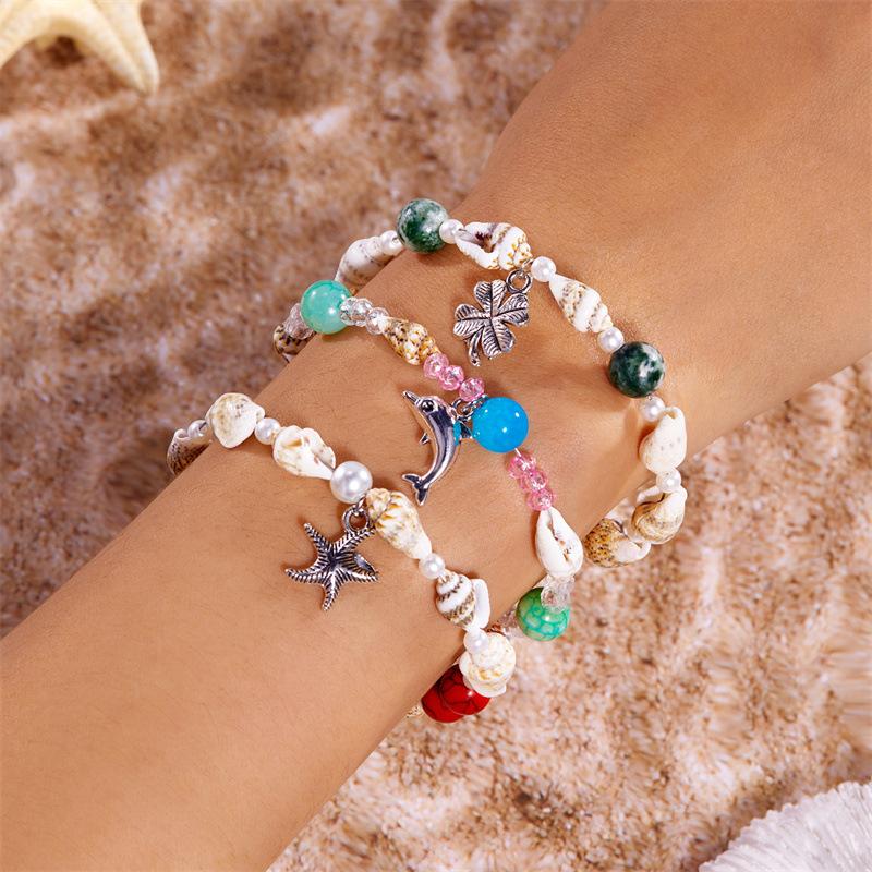 Starfish Bracelet For Women Trend Shell Beaded Bracelet Girls Summer Beach Jewelry Travel Gift