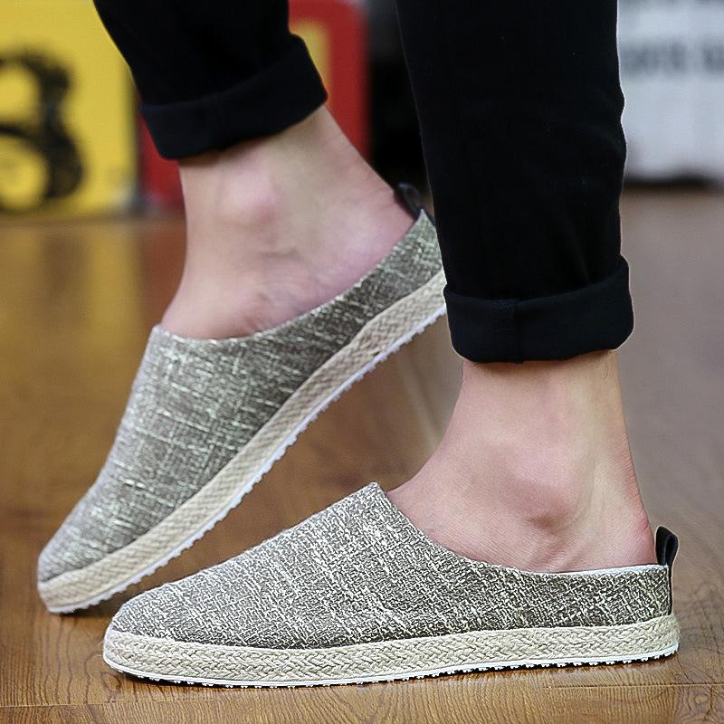 New Trendy Hemp Weaving Men Slippers Summer Outdoor No Heel Casual Shoes Light Comfortable Daily Walking Shoes Home Slipper