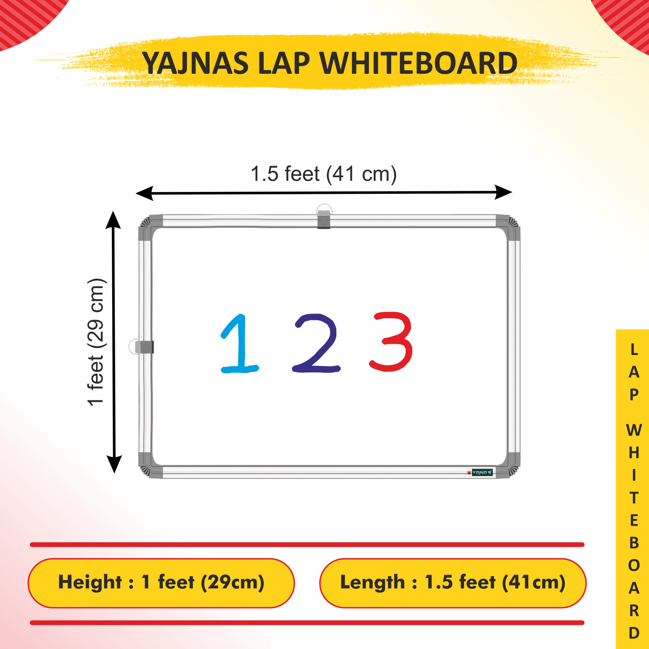 Yajnas White Board Small Board For Kids (Non Magnetic) Mini White Baord Slate For Kids & Chalkboard Slate Board, White B 1x1.5 feet
